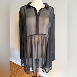 Lane Bryant Black Sheer Babydoll Blouse - Womens Size 22/24